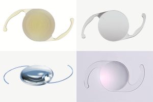 four different intraocular lenses in a collage